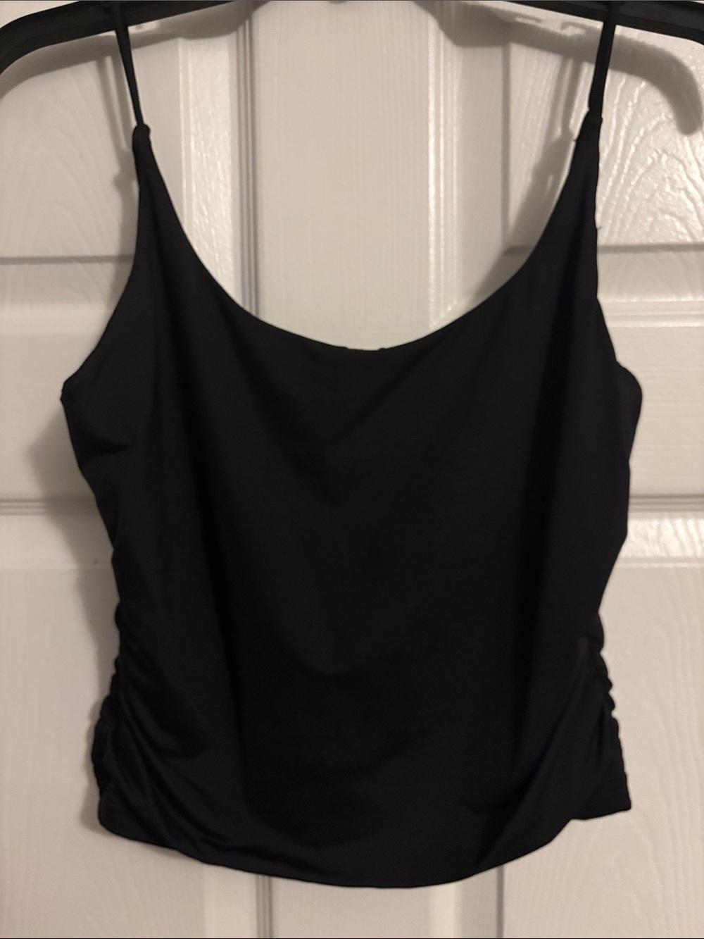 ReoRia Black Ruched Side Spaghetti Strap Cami